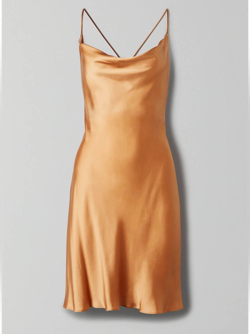 Aritzia Wilfred Diamante Cowl-neck Satin Slip Dress Gold Bronze XS